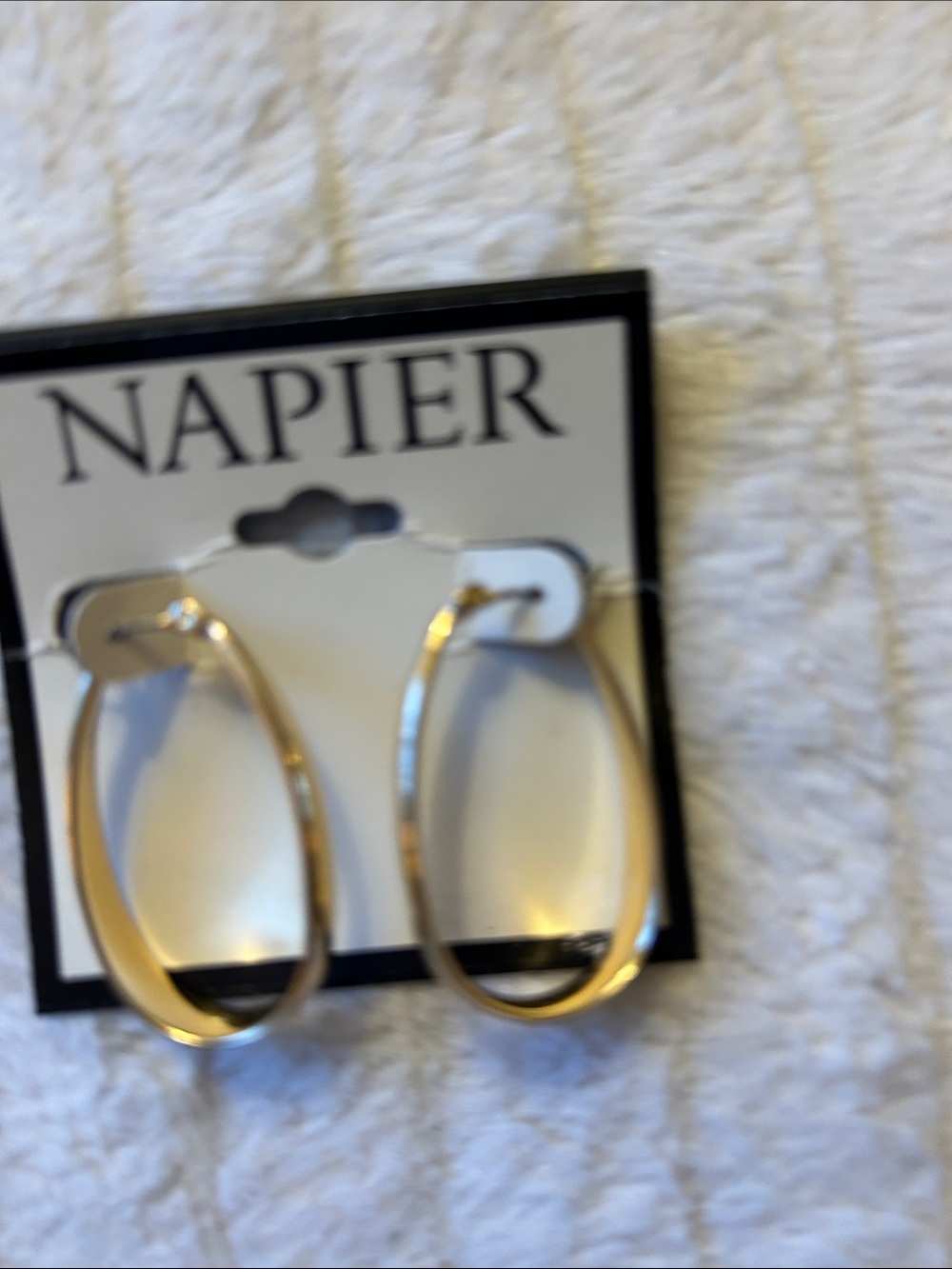 Napier Gold Tone Oval Hoop Earrings
